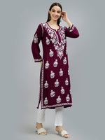 Load image into Gallery viewer, Seva Chikan Hand Embroidered Rayon Lucknowi Chikankari Kurta