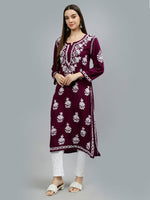 Load image into Gallery viewer, Seva Chikan Hand Embroidered Rayon Lucknowi Chikankari Kurta