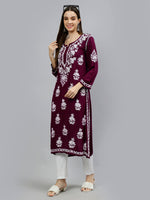 Load image into Gallery viewer, Seva Chikan Hand Embroidered Rayon Lucknowi Chikankari Kurta