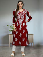 Load image into Gallery viewer, Seva Chikan Hand Embroidered Modal Cotton Lucknowi Chikankari Kurta