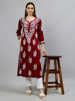 Load image into Gallery viewer, Seva Chikan Hand Embroidered Modal Cotton Lucknowi Chikankari Kurta