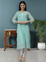 Load image into Gallery viewer, Seva Chikan Hand Embroidered Georgette Chikankari Kurta With Matching Slip