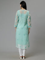 Load image into Gallery viewer, Seva Chikan Hand Embroidered Georgette Chikankari Kurta With Matching Slip