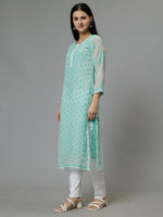 Load image into Gallery viewer, Seva Chikan Hand Embroidered Georgette Chikankari Kurta With Matching Slip