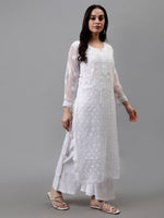 Load image into Gallery viewer, Seva Chikan Hand Embroidered Georgette Chikankari Kurta With Matching Slip