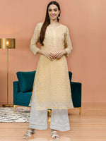 Load image into Gallery viewer, Seva Chikan Hand Embroidered Georgette Chikankari Kurta With Matching Slip