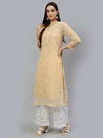 Load image into Gallery viewer, Seva Chikan Hand Embroidered Georgette Chikankari Kurta With Matching Slip
