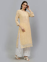 Load image into Gallery viewer, Seva Chikan Hand Embroidered Georgette Chikankari Kurta With Matching Slip