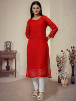 Load image into Gallery viewer, Seva Chikan Hand Embroidered Georgette Chikankari Kurta With Matching Slip