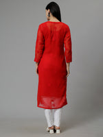 Load image into Gallery viewer, Seva Chikan Hand Embroidered Georgette Chikankari Kurta With Matching Slip