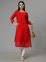 Load image into Gallery viewer, Seva Chikan Hand Embroidered Georgette Chikankari Kurta With Matching Slip