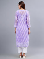 Load image into Gallery viewer, Seva Chikan Hand Embroidered Lavender Georgette Lucknowi Chikankari Kurta With Inner-SCL4487