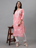 Load image into Gallery viewer, Seva Chikan Hand Embroidered Terivoil Cotton Lucknowi Chikankari Kurta