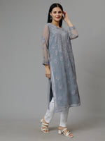 Load image into Gallery viewer, Seva Chikan Hand Embroidered Georgette Lucknowi Chikankari Kurta