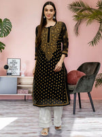 Load image into Gallery viewer, Seva Chikan Hand Embroidered Georgette Lucknowi Chikankari Kurta