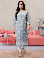 Load image into Gallery viewer, Seva Chikan Hand Embroidered Muslin Lucknowi Chikankari Kurta