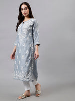 Load image into Gallery viewer, Seva Chikan Hand Embroidered Muslin Lucknowi Chikankari Kurta