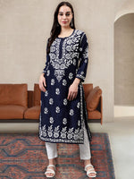 Load image into Gallery viewer, Seva Chikan Hand Embroidered Muslin Lucknowi Chikankari Kurta