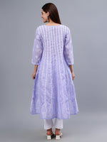 Load image into Gallery viewer, Seva Chikan Hand Embroidered Mauve Terivoil Cotton Lucknowi Chikankari Anarkali Kurta-SCL4501