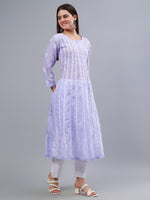 Load image into Gallery viewer, Seva Chikan Hand Embroidered Mauve Terivoil Cotton Lucknowi Chikankari Anarkali Kurta-SCL4501