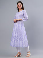 Load image into Gallery viewer, Seva Chikan Hand Embroidered Mauve Terivoil Cotton Lucknowi Chikankari Anarkali Kurta-SCL4501