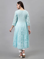 Load image into Gallery viewer, Seva Chikan Hand Embroidered Terivoil Cotton Lucknowi Chikankari Anarkali Kurta
