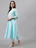 Load image into Gallery viewer, Seva Chikan Hand Embroidered Terivoil Cotton Lucknowi Chikankari Anarkali Kurta