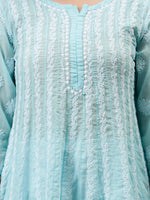 Load image into Gallery viewer, Seva Chikan Hand Embroidered Terivoil Cotton Lucknowi Chikankari Anarkali Kurta