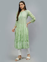 Load image into Gallery viewer, Seva Chikan Hand Embroidered Terivoil Cotton Lucknowi Chikankari Anarkali Kurta