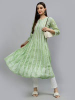 Load image into Gallery viewer, Seva Chikan Hand Embroidered Terivoil Cotton Lucknowi Chikankari Anarkali Kurta