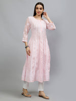 Load image into Gallery viewer, Seva Chikan Hand Embroidered Terivoil Cotton Lucknowi Chikankari Anarkali Kurta