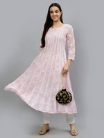 Load image into Gallery viewer, Seva Chikan Hand Embroidered Terivoil Cotton Lucknowi Chikankari Anarkali Kurta