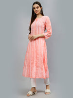 Load image into Gallery viewer, Seva Chikan Hand Embroidered Terivoil Cotton Lucknowi Chikankari Anarkali Kurta