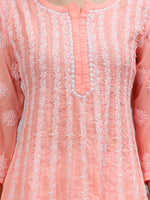 Load image into Gallery viewer, Seva Chikan Hand Embroidered Terivoil Cotton Lucknowi Chikankari Anarkali Kurta