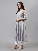 Load image into Gallery viewer, Seva Chikan Hand Embroidered Terivoil Cotton Lucknowi Chikankari Anarkali Kurta