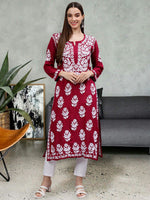 Load image into Gallery viewer, Seva Chikan Hand Embroidered Modal Lucknowi Chikankari Kurta