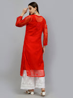 Load image into Gallery viewer, Seva Chikan Hand Embroidered Georgette Lucknowi Chikankari Kurta With Inner