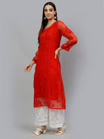 Load image into Gallery viewer, Seva Chikan Hand Embroidered Georgette Lucknowi Chikankari Kurta With Inner