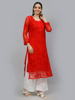 Load image into Gallery viewer, Seva Chikan Hand Embroidered Georgette Lucknowi Chikankari Kurta With Inner