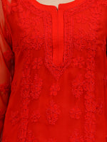 Load image into Gallery viewer, Seva Chikan Hand Embroidered Georgette Lucknowi Chikankari Kurta With Inner