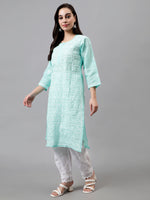 Load image into Gallery viewer, Seva Chikan Hand Embroidered Terivoil Cotton Lucknowi Chikankari Kurta