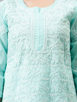 Load image into Gallery viewer, Seva Chikan Hand Embroidered Terivoil Cotton Lucknowi Chikankari Kurta