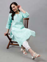 Load image into Gallery viewer, Seva Chikan Hand Embroidered Terivoil Cotton Lucknowi Chikankari Kurta