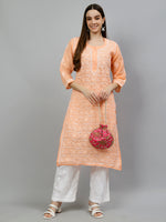 Load image into Gallery viewer, Seva Chikan Hand Embroidered Terivoil Cotton Lucknowi Chikankari Kurta