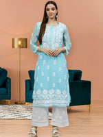 Load image into Gallery viewer, Seva Chikan Hand Embroidered Georgette Chikankari Kurta With Matching Slip
