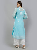 Load image into Gallery viewer, Seva Chikan Hand Embroidered Georgette Chikankari Kurta With Matching Slip