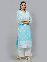 Load image into Gallery viewer, Seva Chikan Hand Embroidered Georgette Chikankari Kurta With Matching Slip