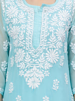 Load image into Gallery viewer, Seva Chikan Hand Embroidered Georgette Chikankari Kurta With Matching Slip