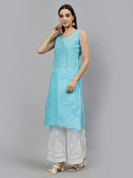 Load image into Gallery viewer, Seva Chikan Hand Embroidered Georgette Chikankari Kurta With Matching Slip