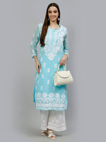 Load image into Gallery viewer, Seva Chikan Hand Embroidered Georgette Chikankari Kurta With Matching Slip